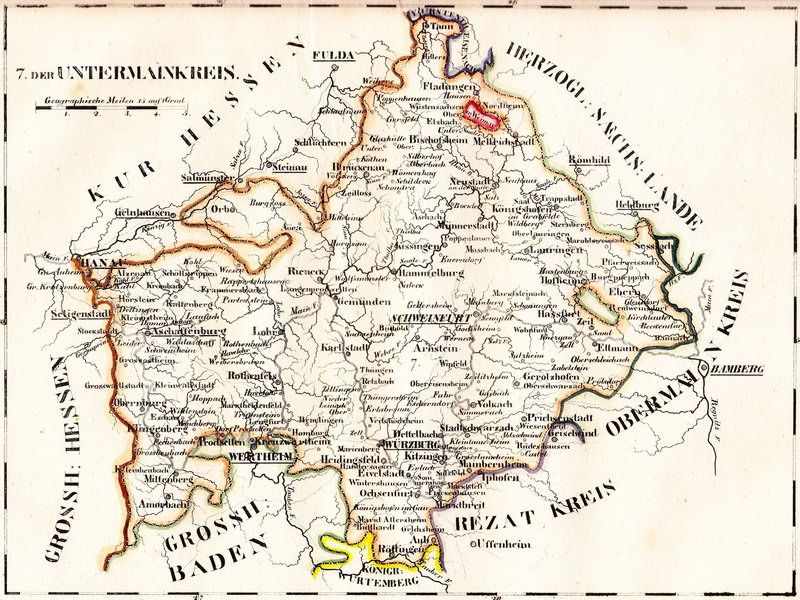 Untermainkreis historische Karte 19.Jahrhundert (aus Würzburg WIKI)