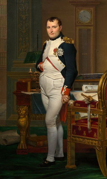 Napoleon im Arbeitszimmer mit Hand in der Weste (Gemälde von Jacques-Louis David, 1812) 